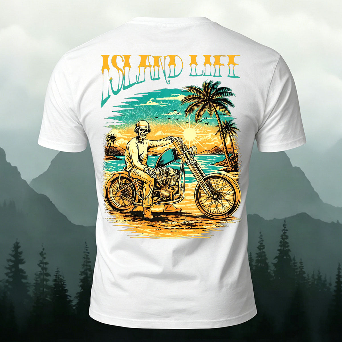 American Retro Motorcycle Skull Casual Cotton T-Shirt