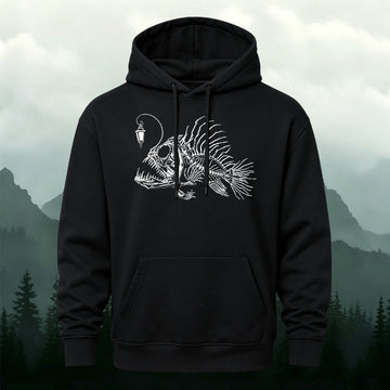 Cotton Blend Minimalist Lantern Fish Casual Hoodie
