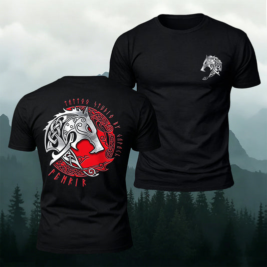 Premium Cotton Fenrir Wolf Celtic Knot Print T-Shirt