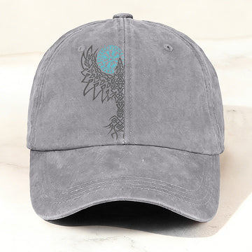 Retro Viking Totem Print Casual Washed Cap