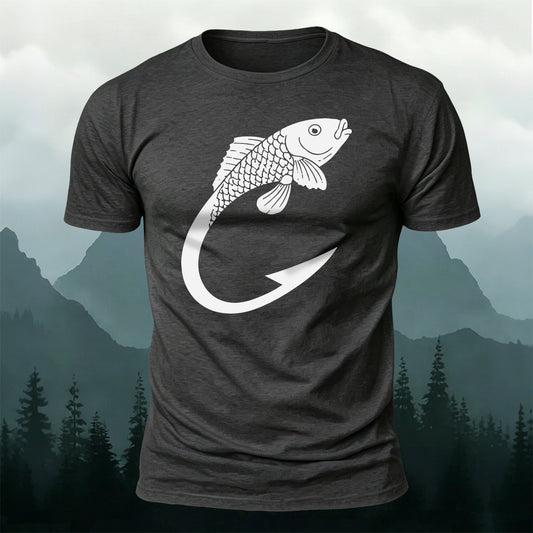 Premium Cotton Creative Carp Fish Hook Outdoor Tee