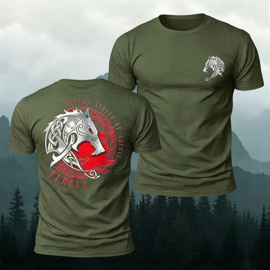 Premium Cotton Fenrir Wolf Celtic Knot Print T-Shirt