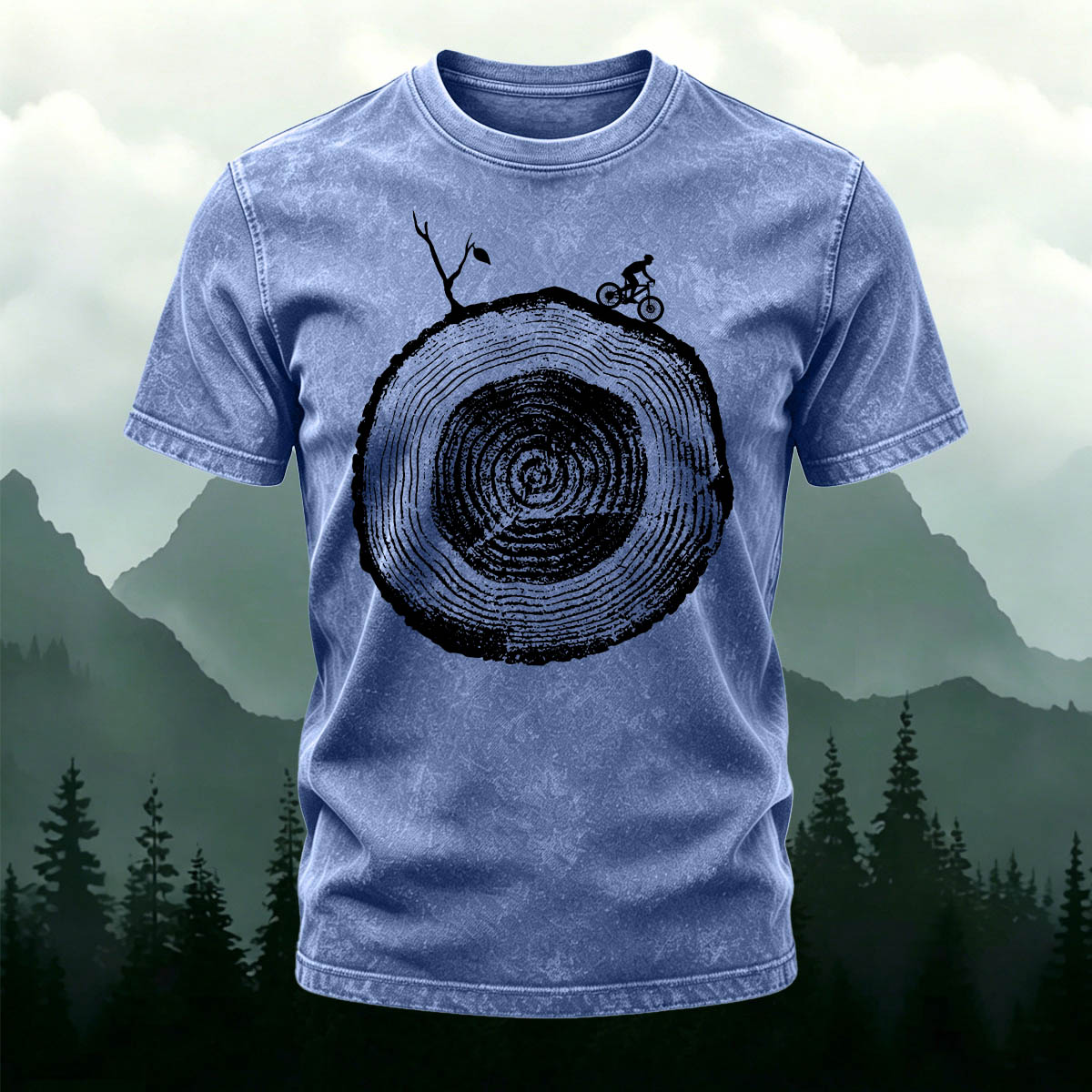 Artistic Tree Root Cycling Casual Washed Cotton Tee