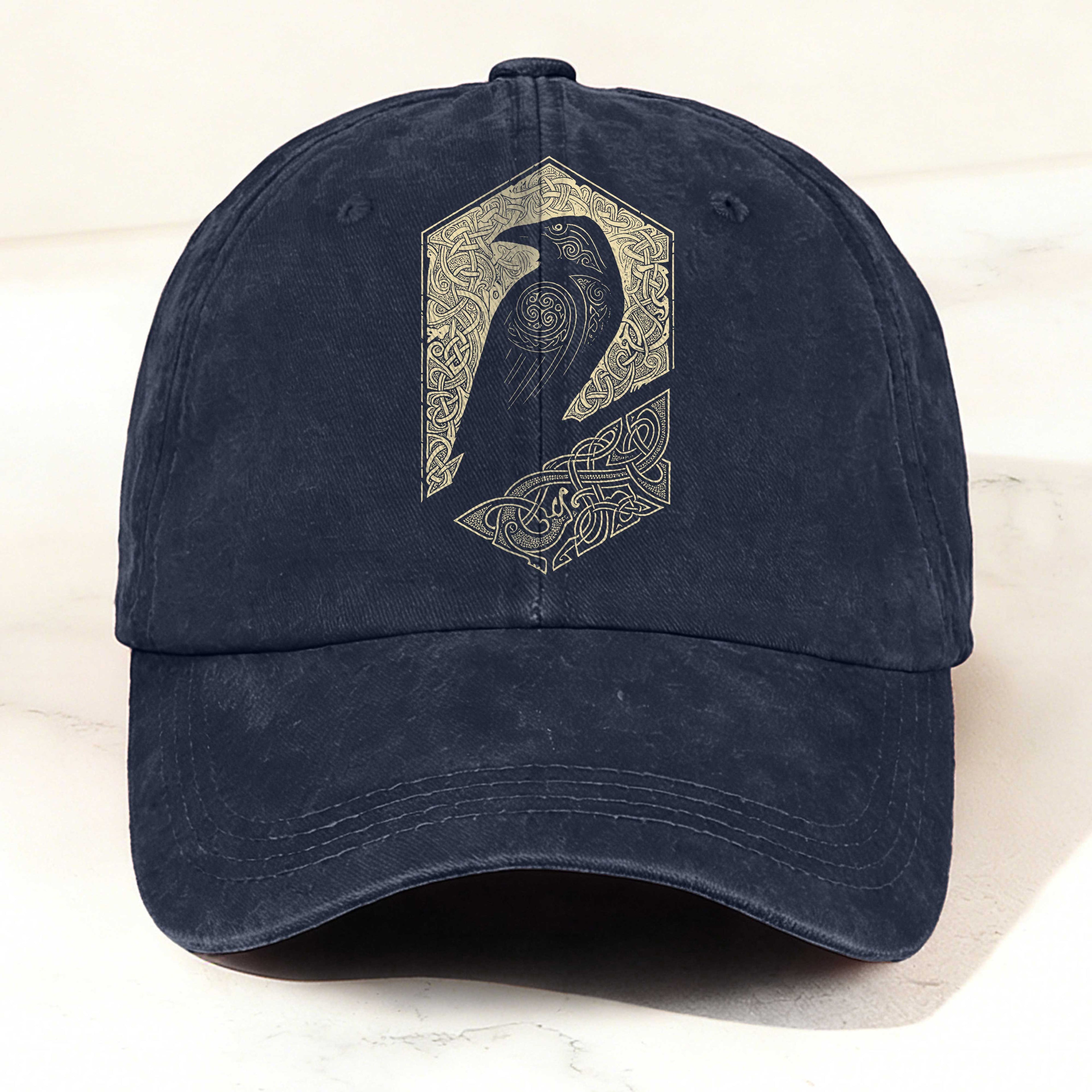 Bird Totem Print Washed Baseball Cap