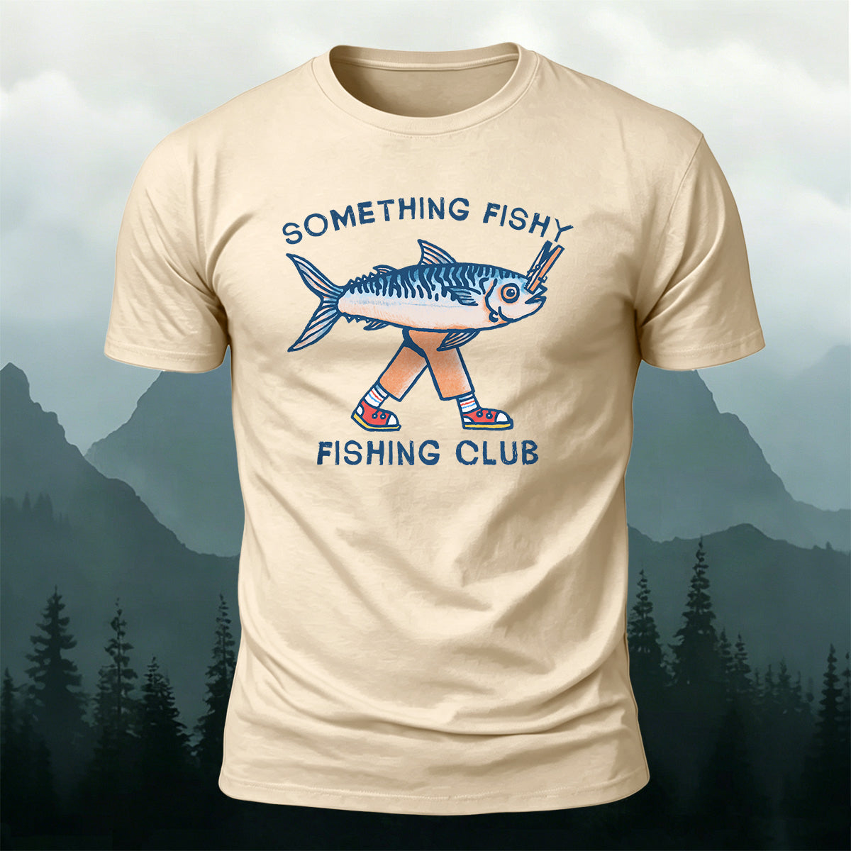 Fishing Club Printed Casual Versatile Cotton T-Shirt