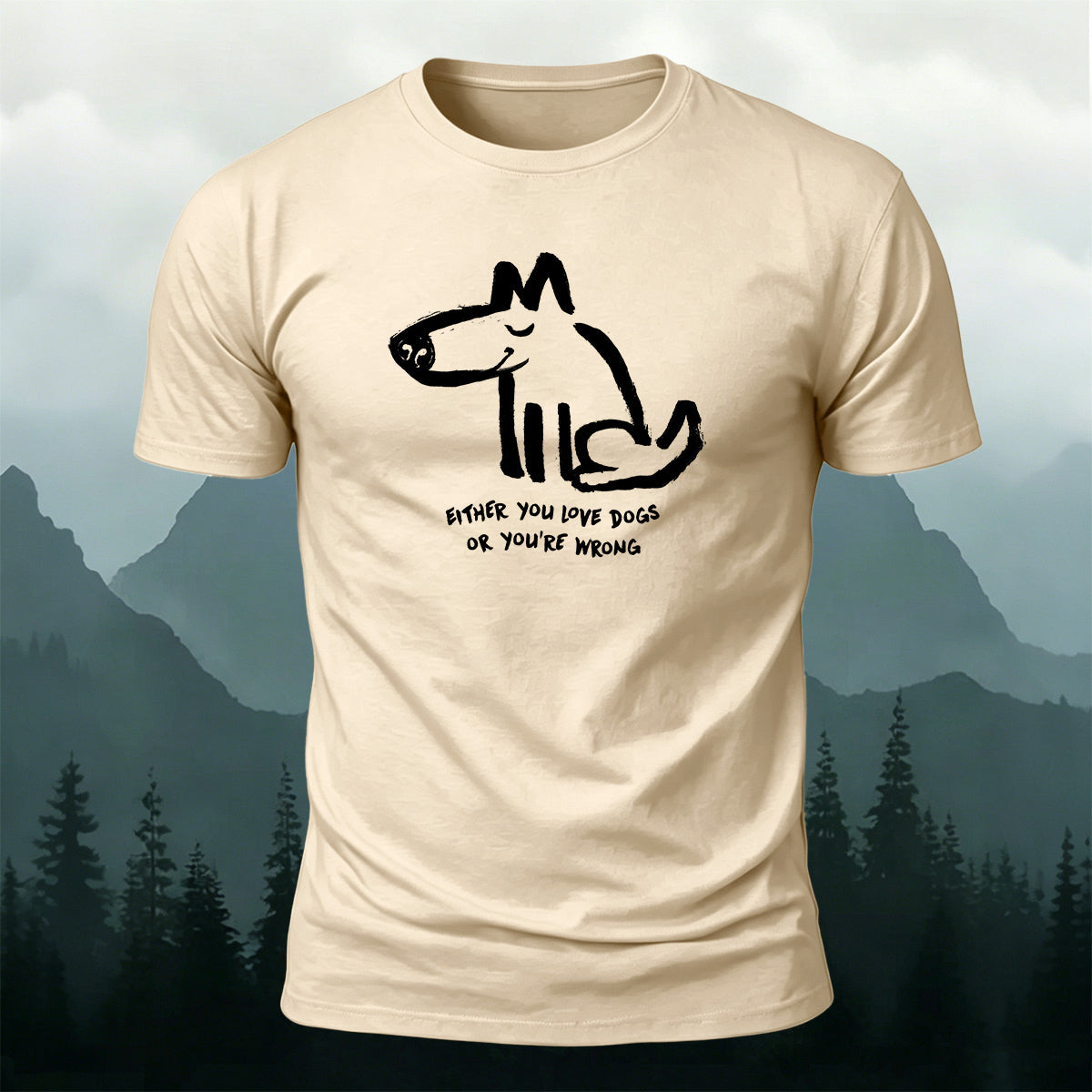 100% Cotton Dog-Themed Casual Crew-Neck T-Shirt
