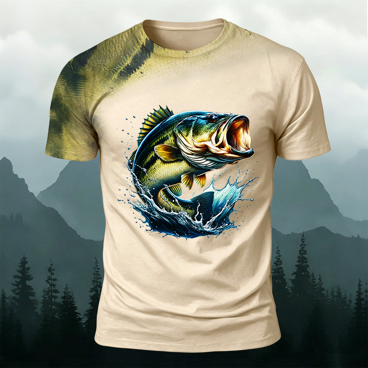 Deep-Sea Fish Print Casual Cotton T-Shirt