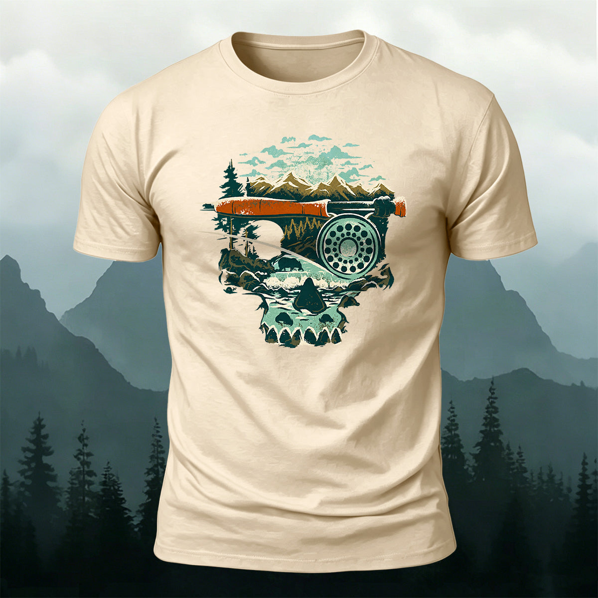 Nature-Inspired Art Print Casual Cotton T-Shirt