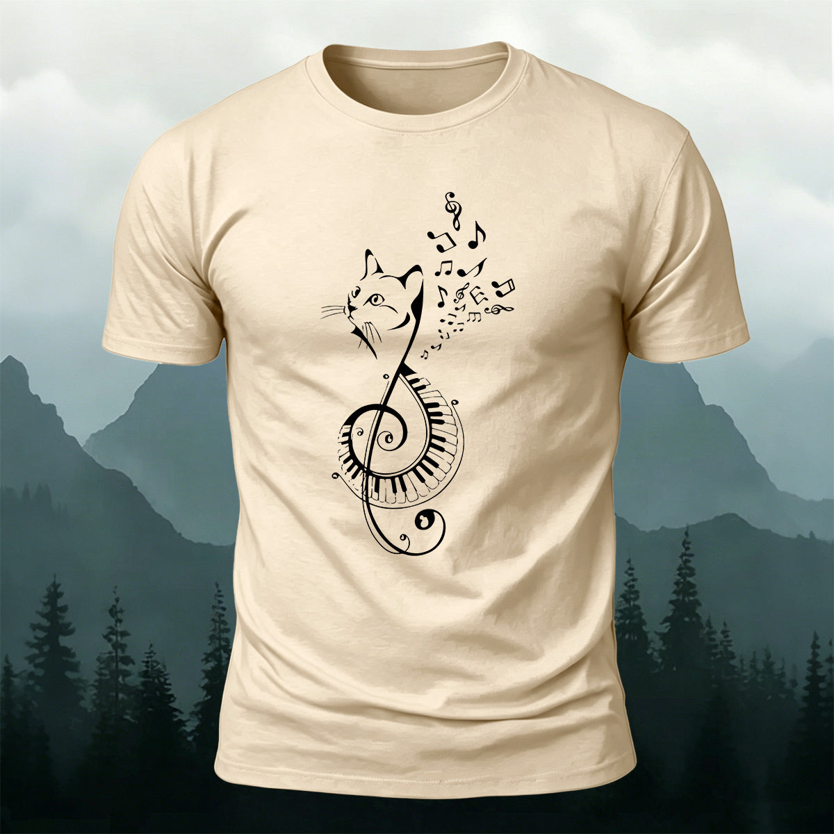Cotton Cute Cat Music Note Versatile T-Shirt