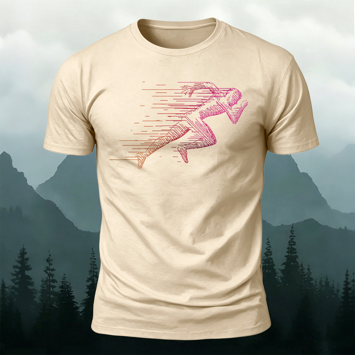 Simple Rapid Running Print Casual Breathable T-Shirt