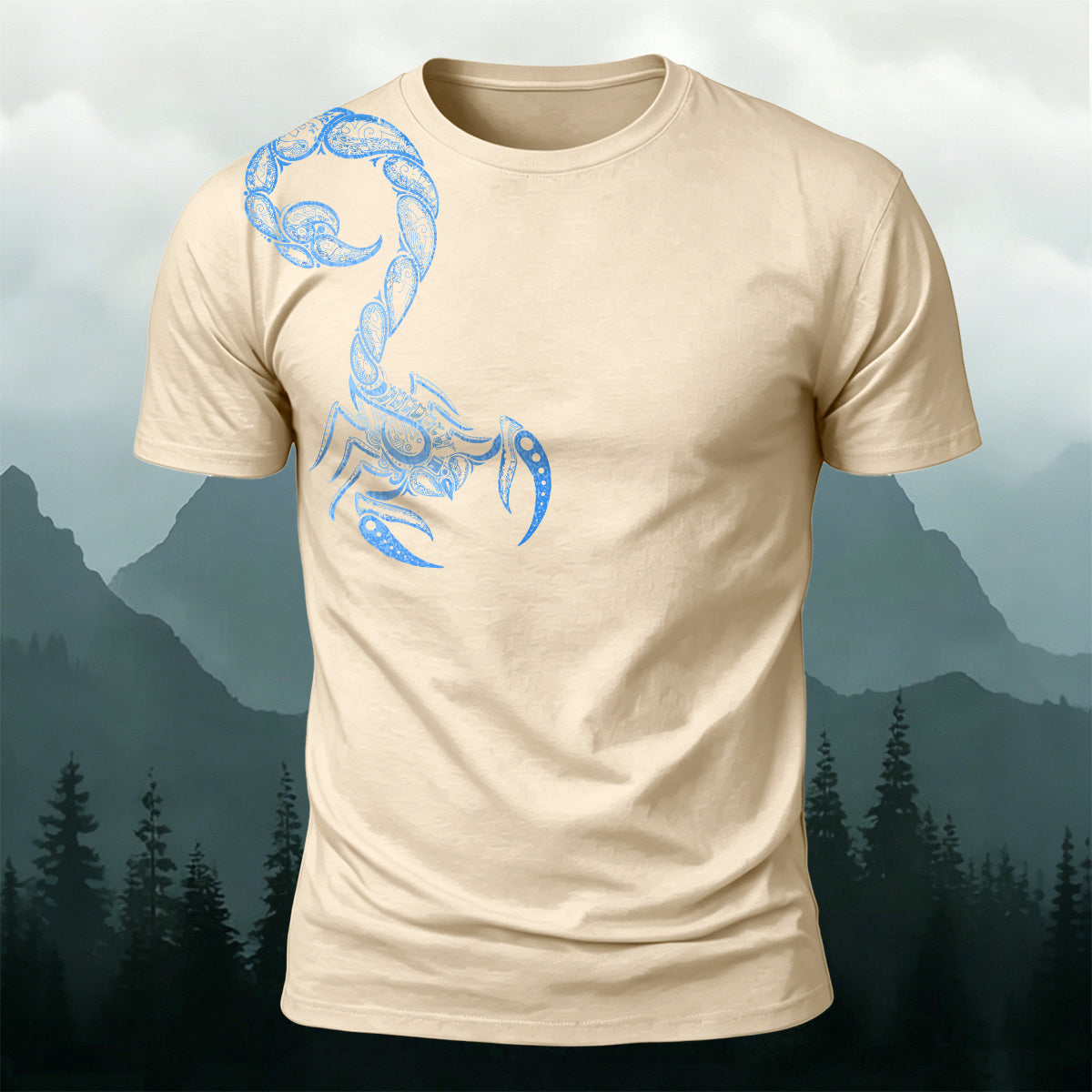 Scorpion Viking Mythology Print Casual Cotton T-Shirt