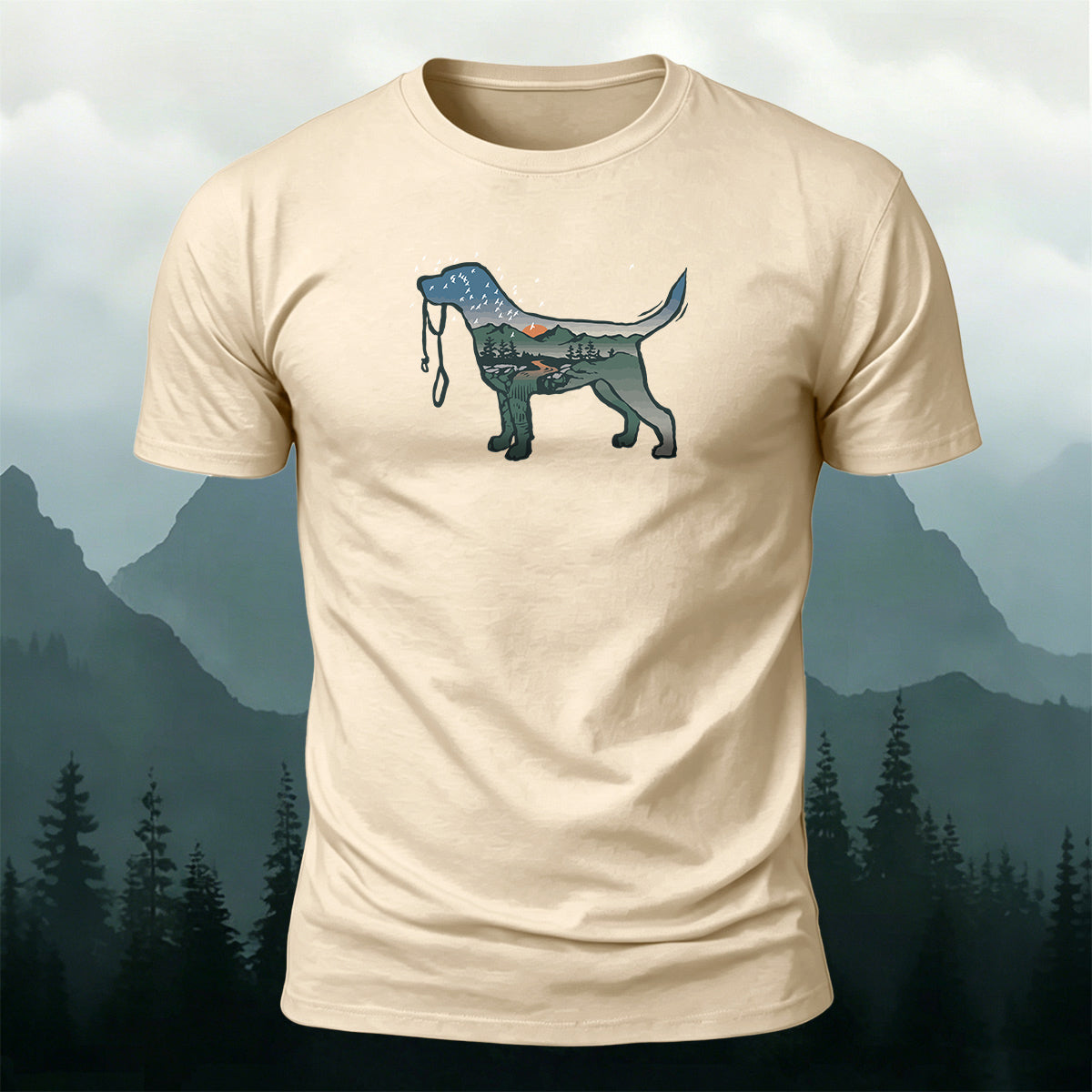 Cotton Creative Puppy Scenery Frame Versatile T-Shirt