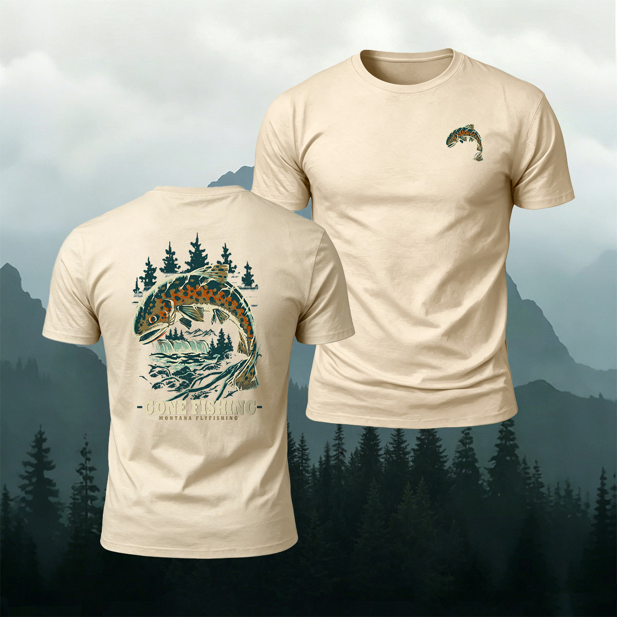 Go Catch Big Fish Printed Casual Cotton T-Shirt
