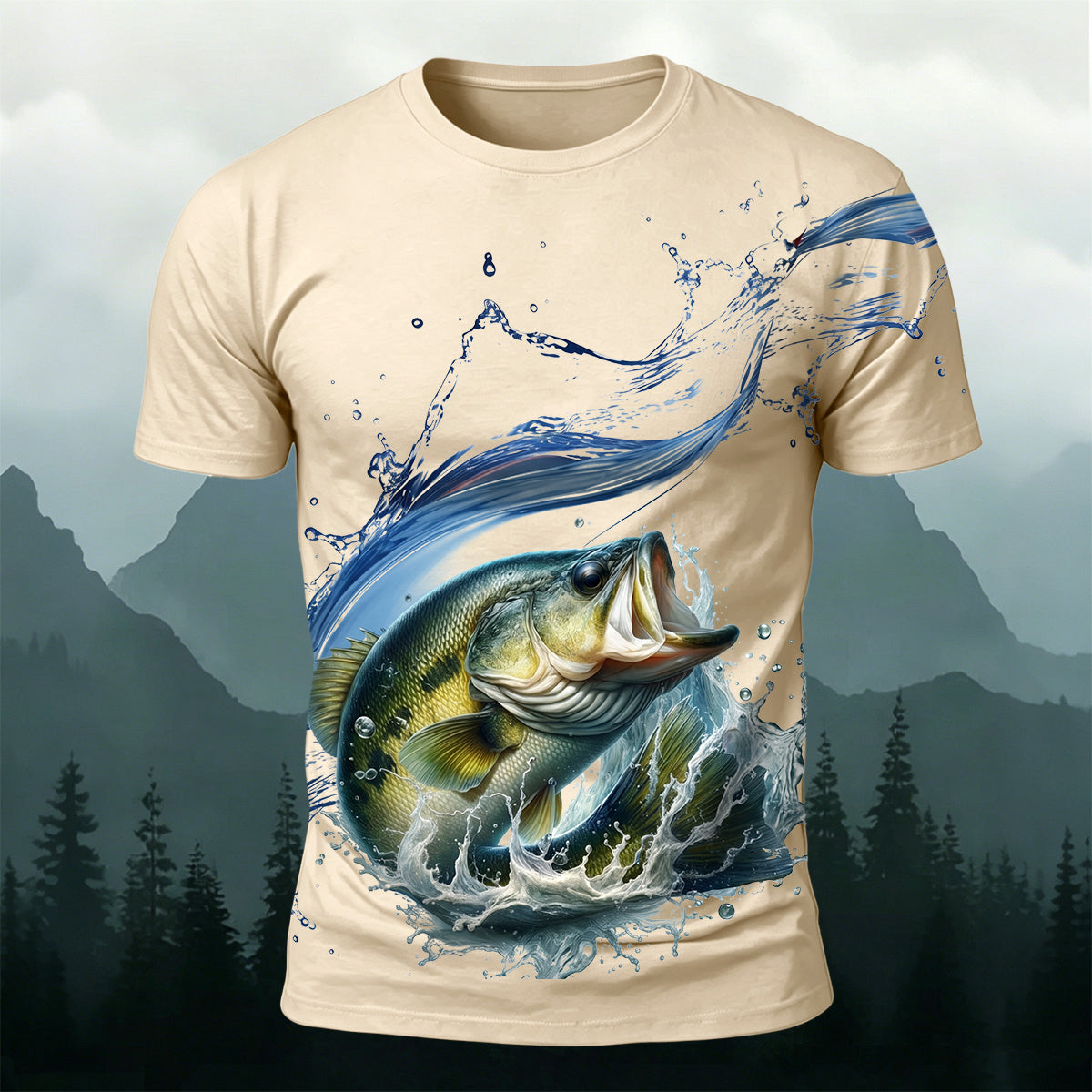 Seafood Print Casual Skin-Friendly Cotton T-Shirt