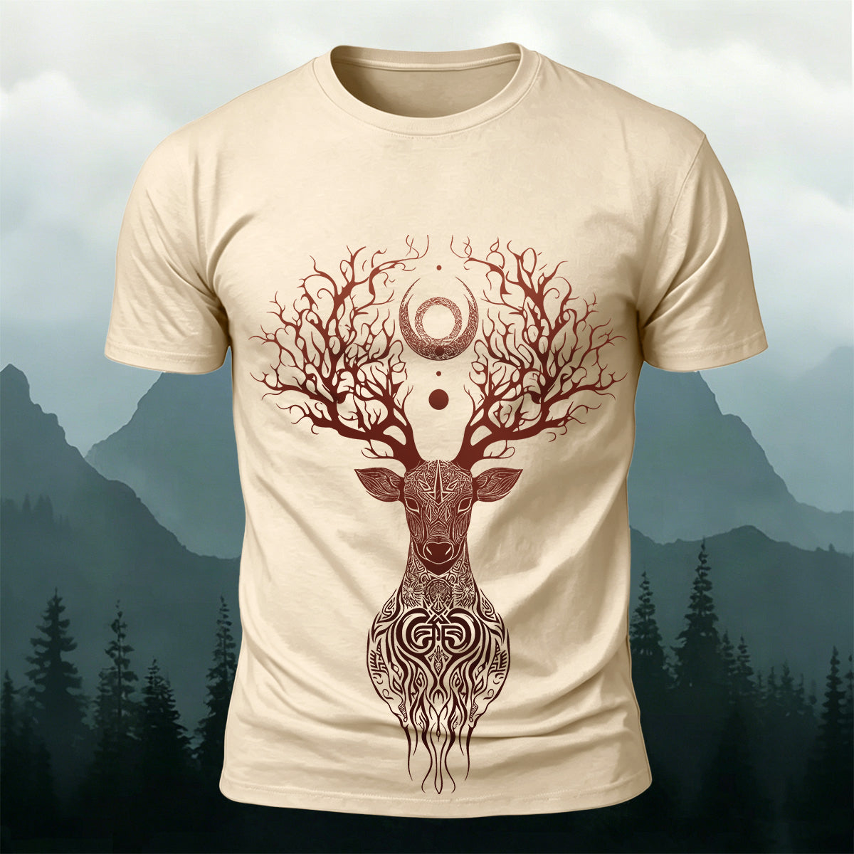 Mysterious Totem Deer Casual Skin-Friendly Tee