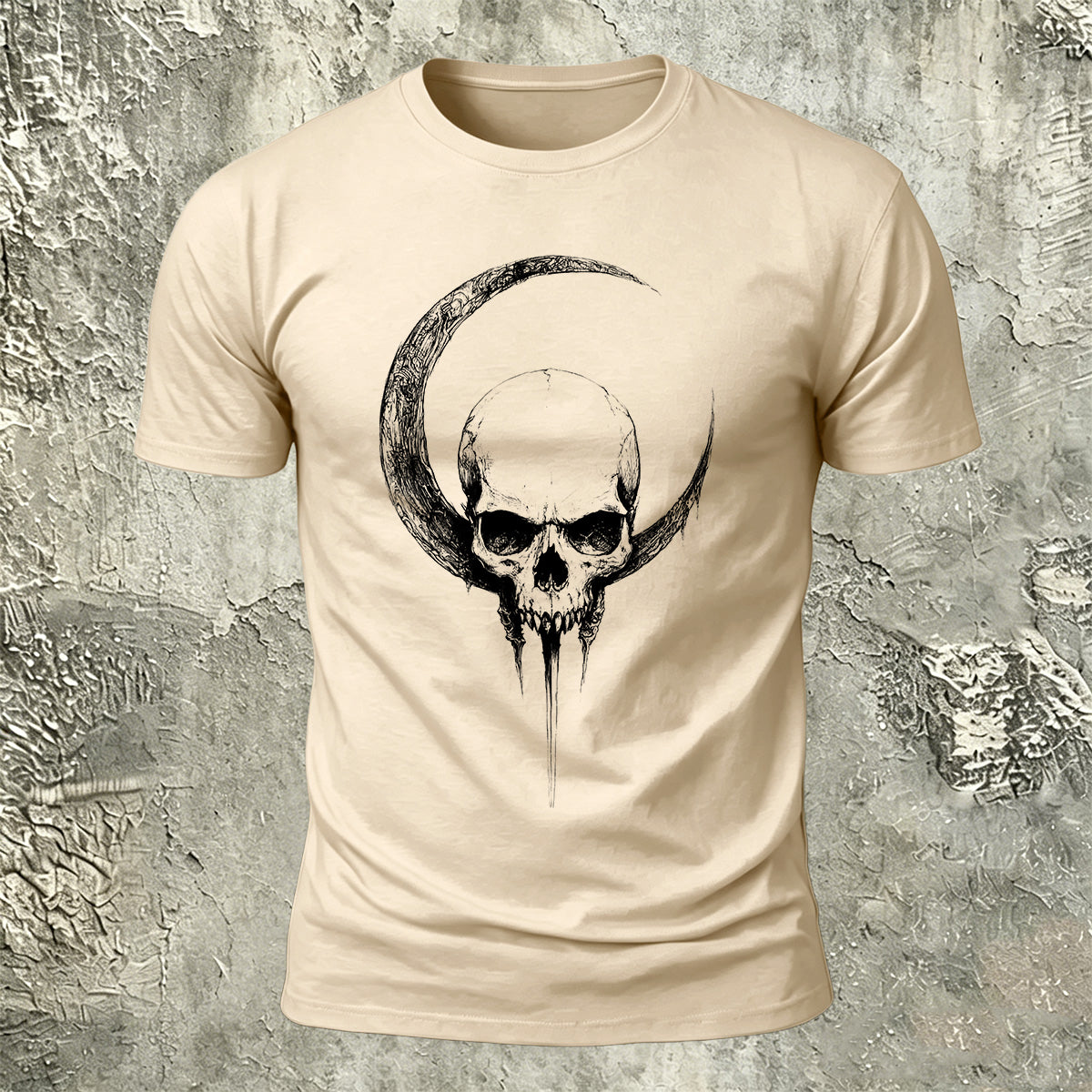 Moon Skull Print Casual 100% Cotton T-Shirt