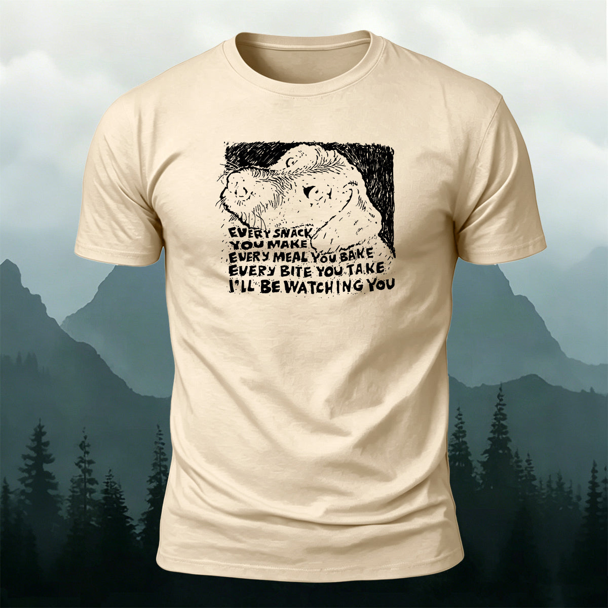100% Cotton Dog Print Casual Round-Neck T-Shirt