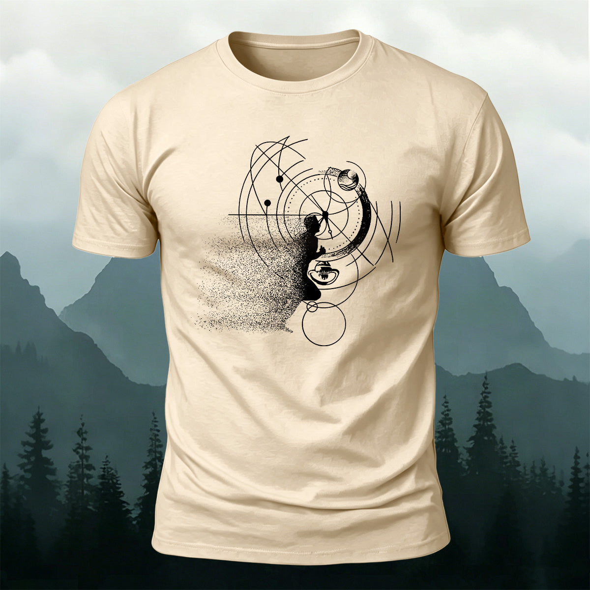 Running Line Print Outdoor 100% Cotton T-Shirt