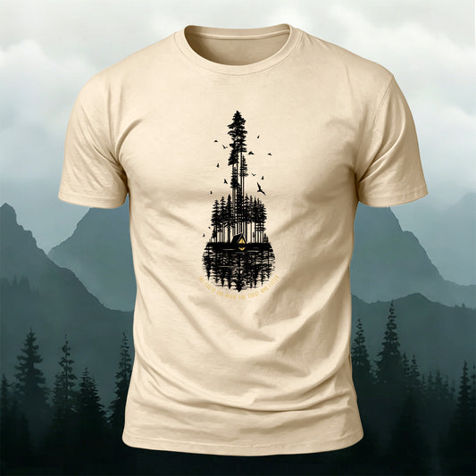 Cotton Forest Camping Print Nature Casual T-Shirt