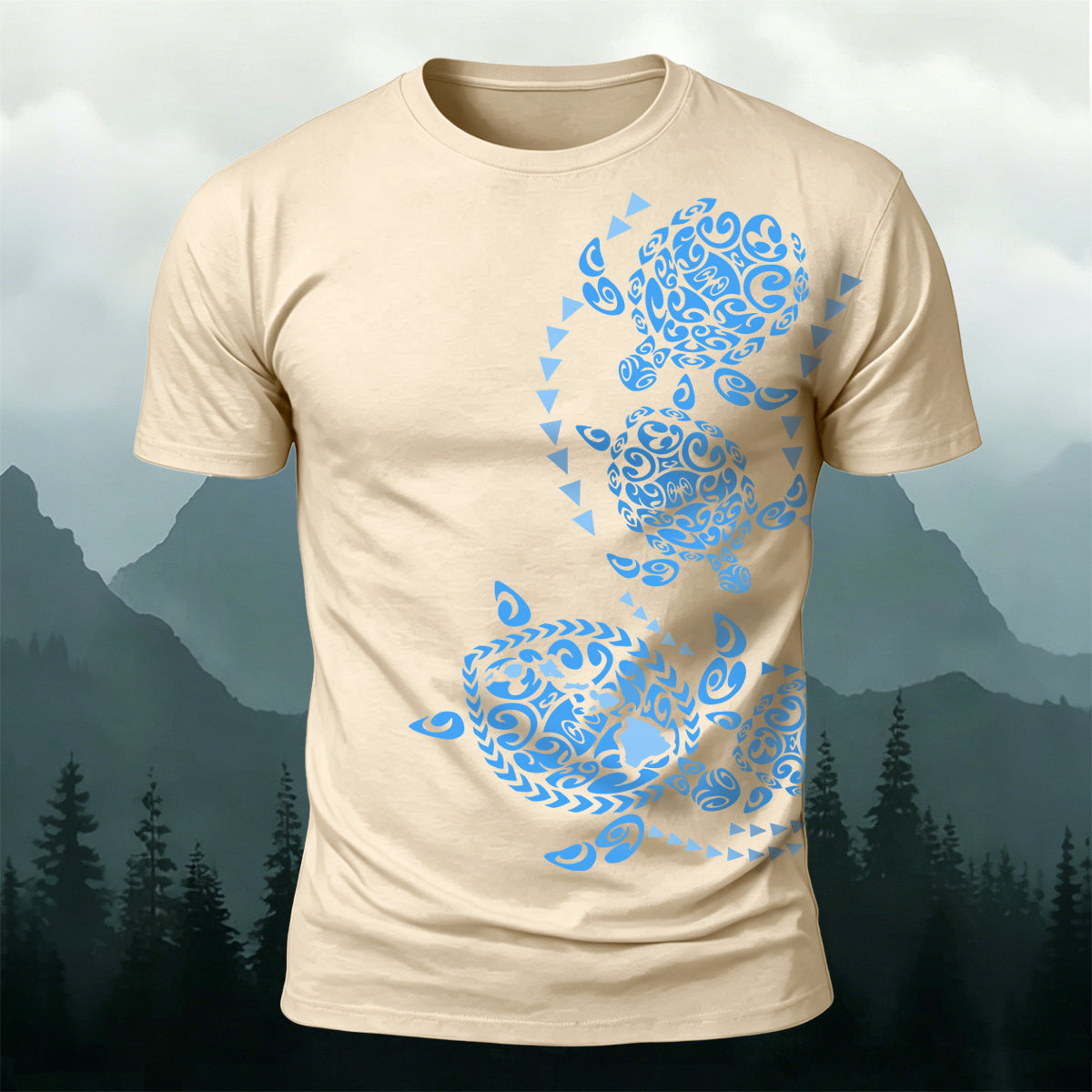 Geometric Turtle Casual Premium Cotton T-Shirt
