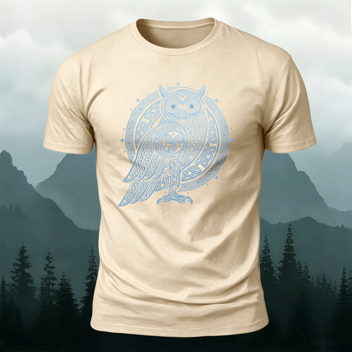 Owl Silhouette Mythical Print Casual Cotton T-Shirt