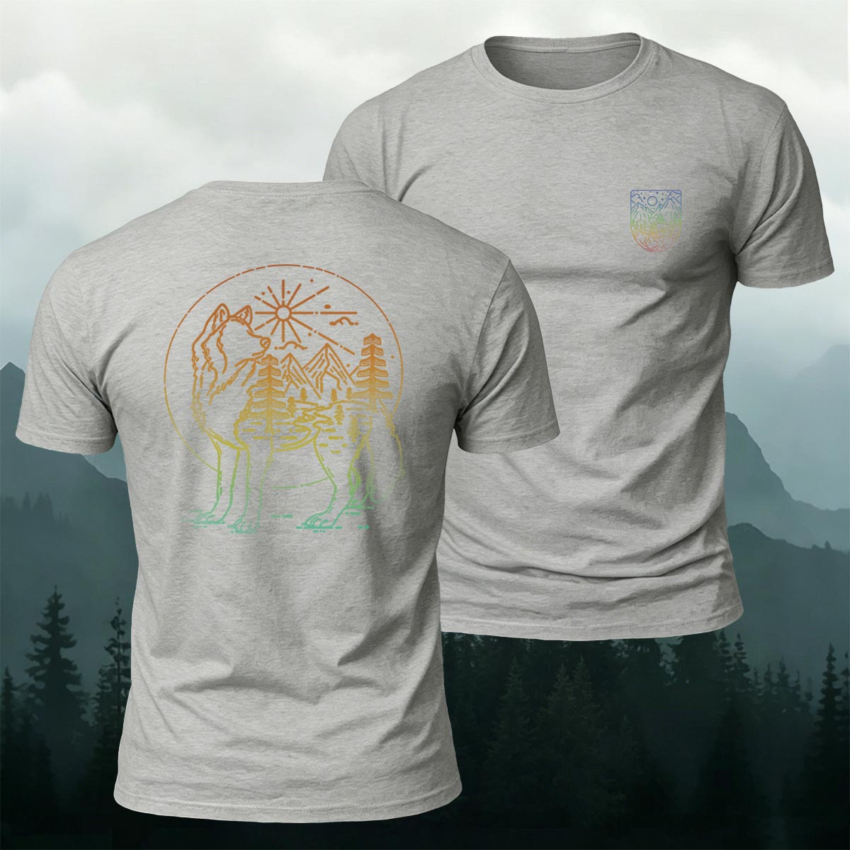 Wolf Forest Nature Art Premium Cotton T-Shirt