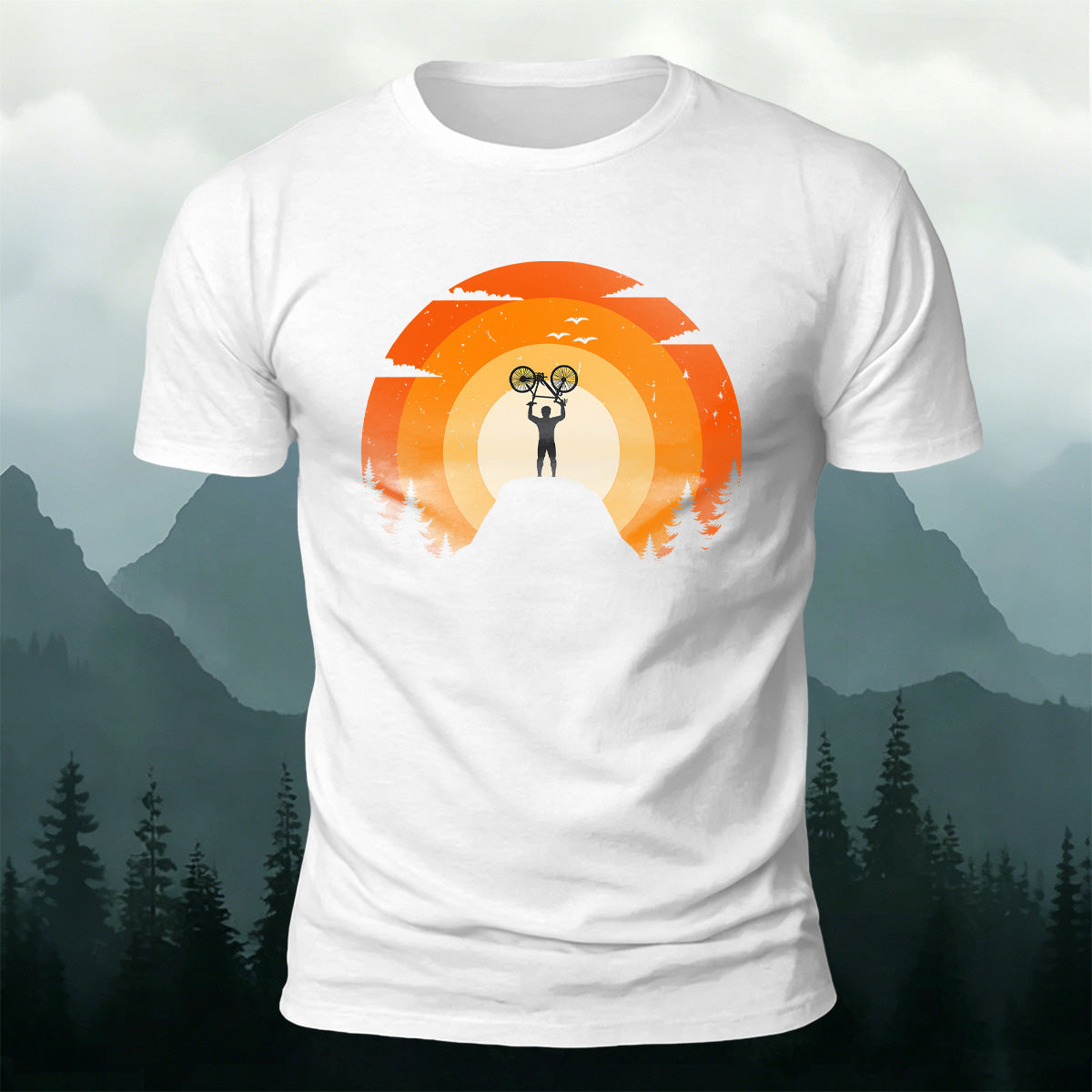 Outdoor Cycling Art Print 100% Cotton Comfort T-Shirt White