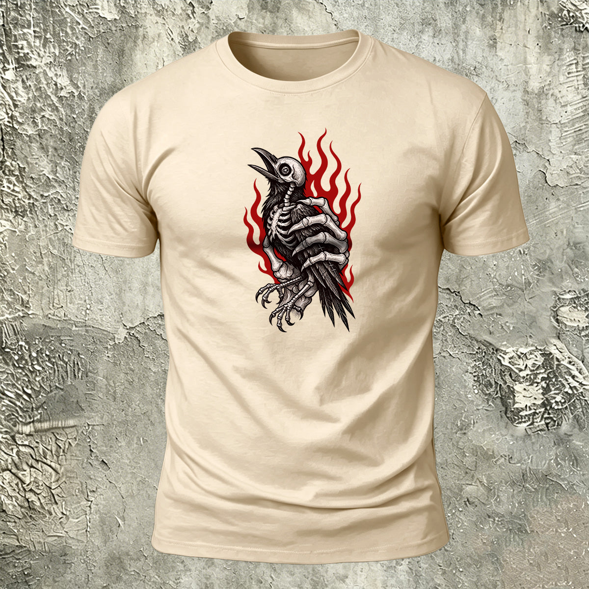 Bird Skull Natural Casual 100% Cotton T-Shirt
