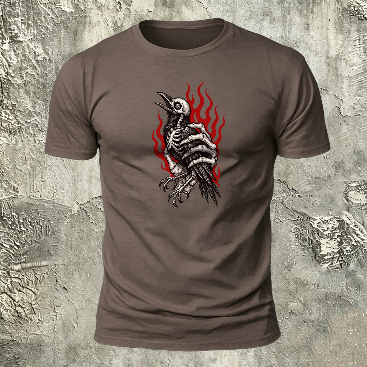 Bird Skull Natural Casual 100% Cotton T-Shirt