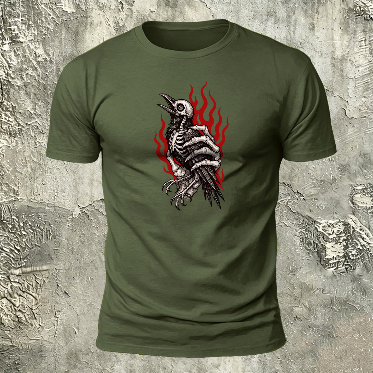 Bird Skull Natural Casual 100% Cotton T-Shirt