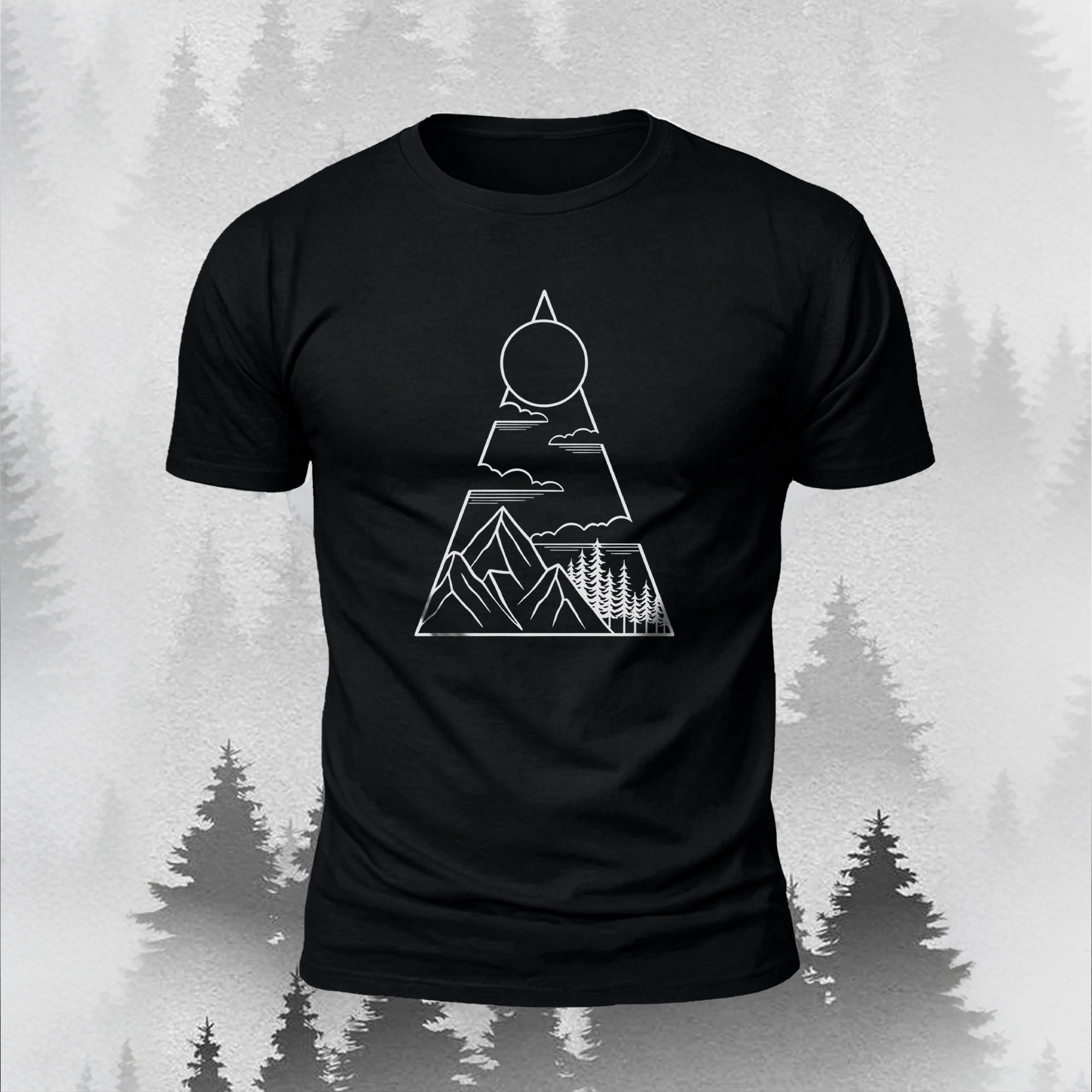 Mountain Series Geometric Pattern Comfortable Cotton T-Shirt
