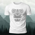 Striped Gorilla Face Printed 100% Cotton Crew Neck T-Shirt