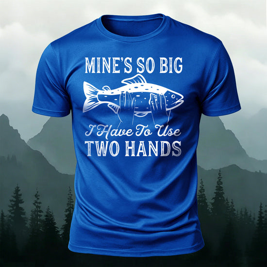 Big Fish in Hand Pattern  Daily Cotton T-shirt Blue