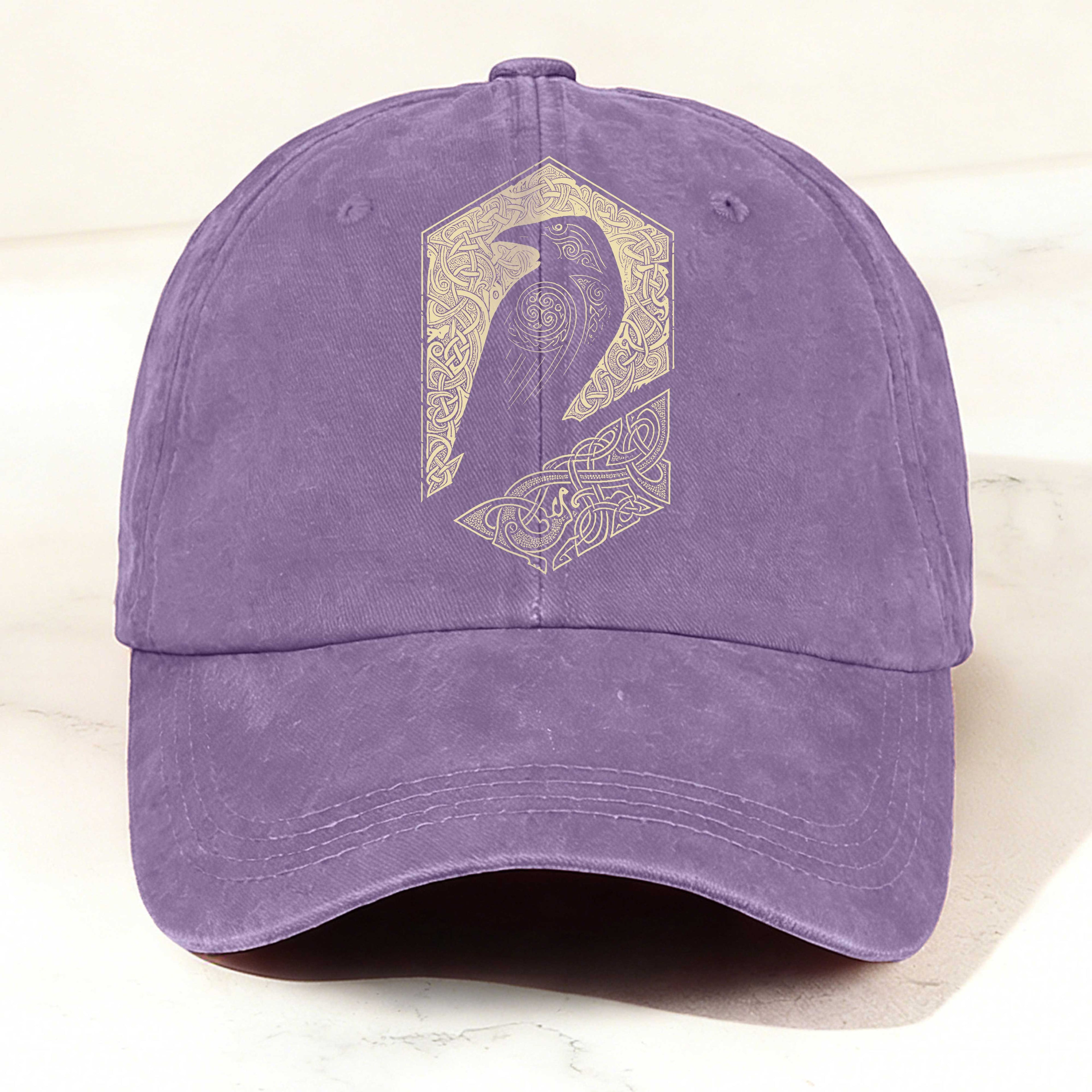 Bird Totem Print Washed Baseball Cap