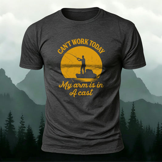 Premium Cotton Fishing Silhouette Print Casual T-Shirt