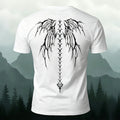 Dark-Style Devil Wings Spine Print Casual Cotton T-Shirt