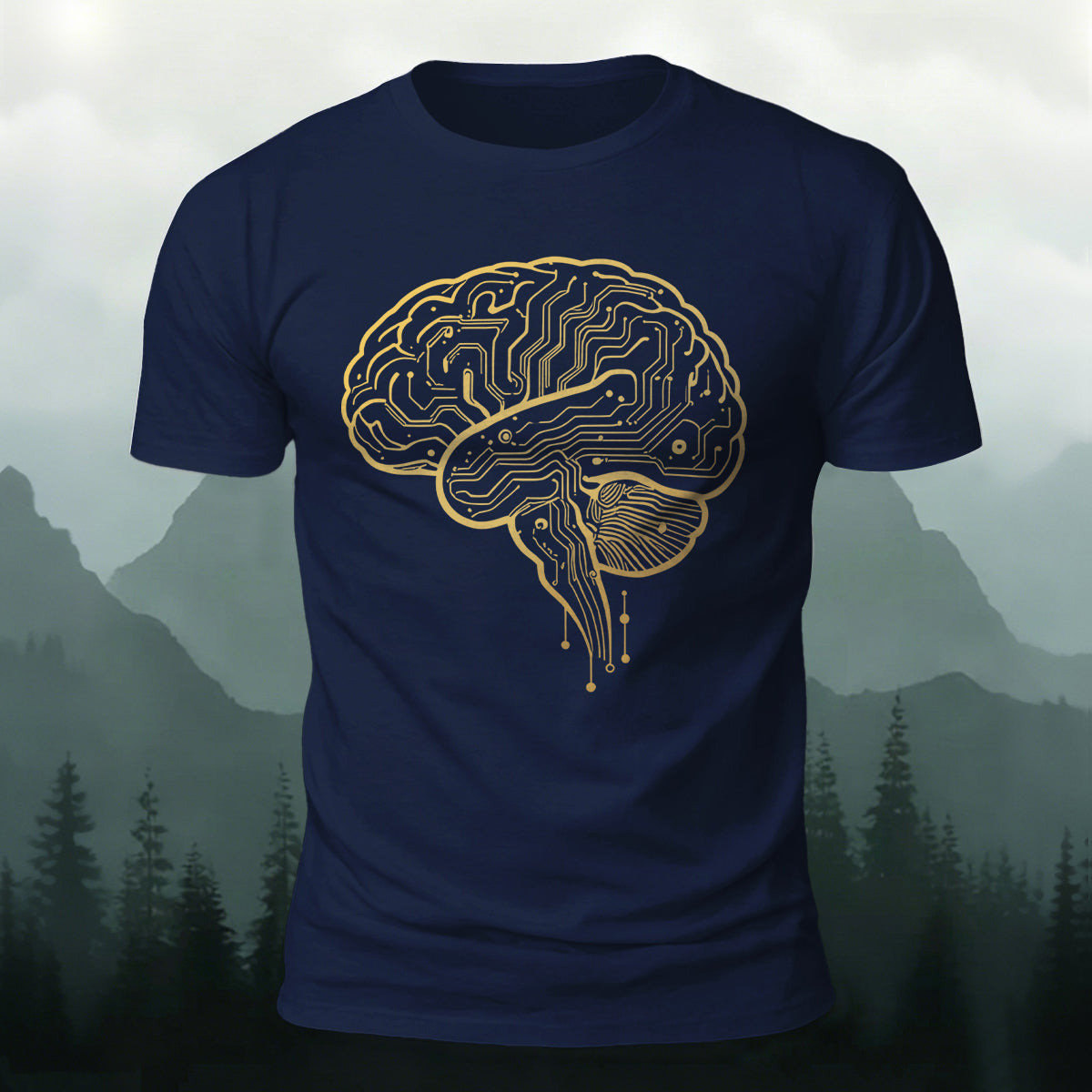 Brain Print Minimalist Premium Cotton Casual T-shirt
