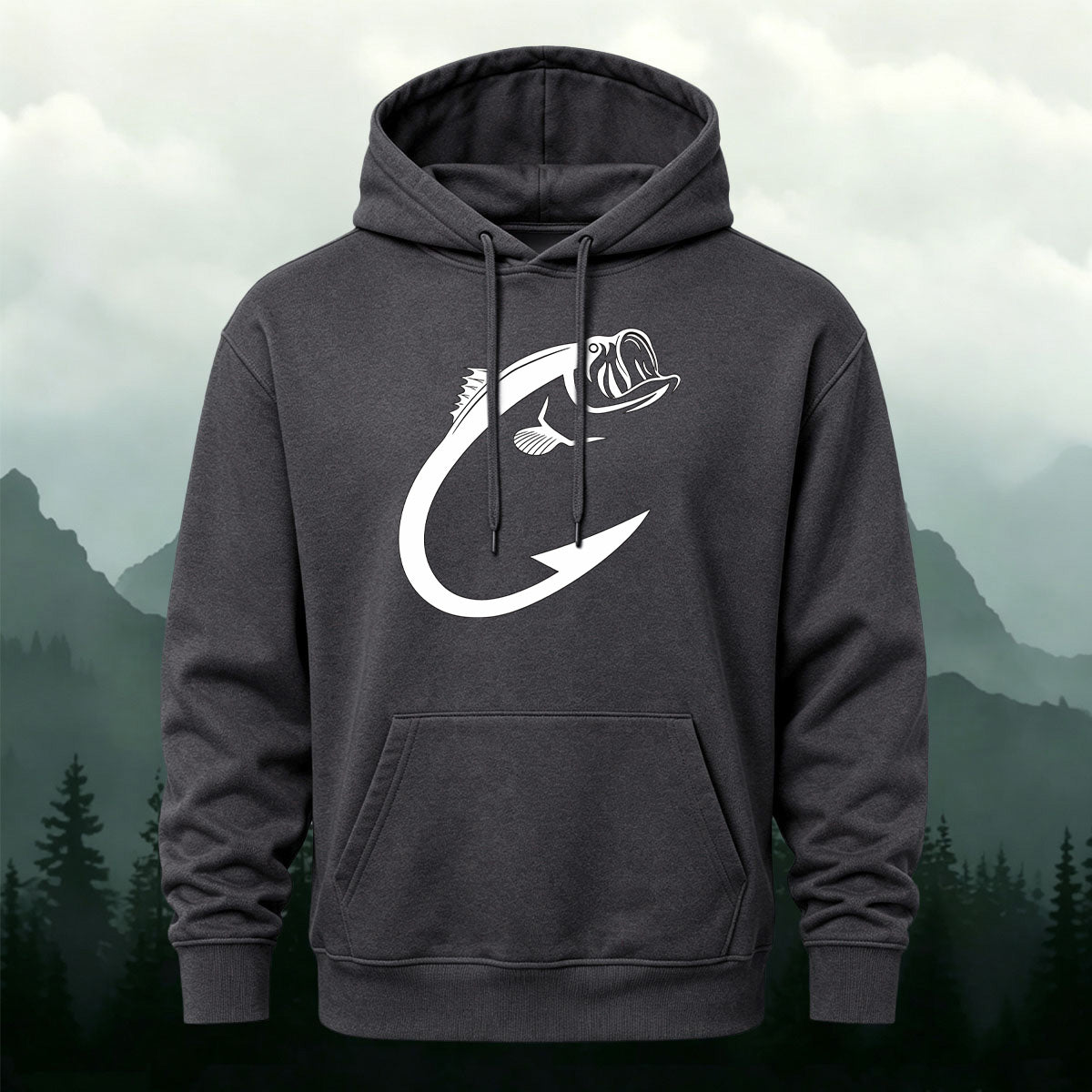 Cotton Blend Minimalist Fish Pattern Natural Casual Hoodie
