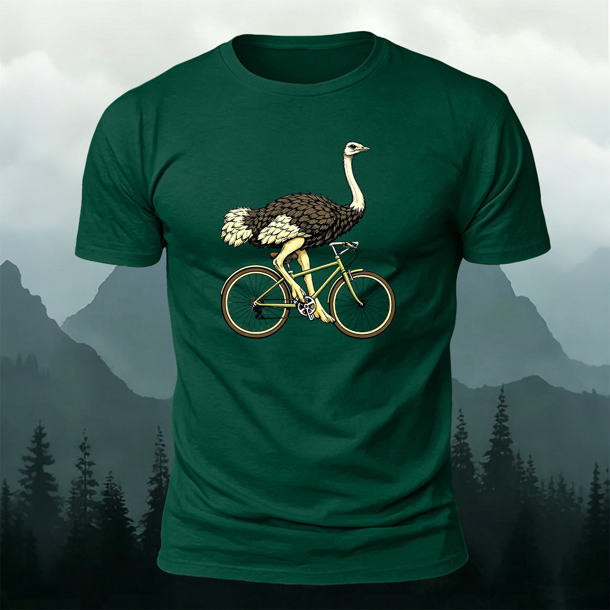 Ostrich Riding Fun Leisure 100% Cotton T-Shirt