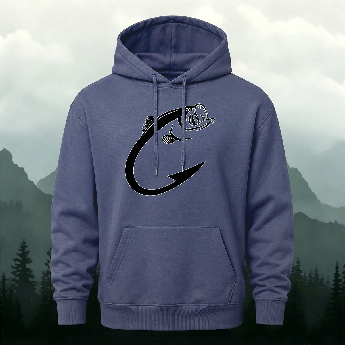 Cotton Blend Minimalist Fish Pattern Natural Casual Hoodie