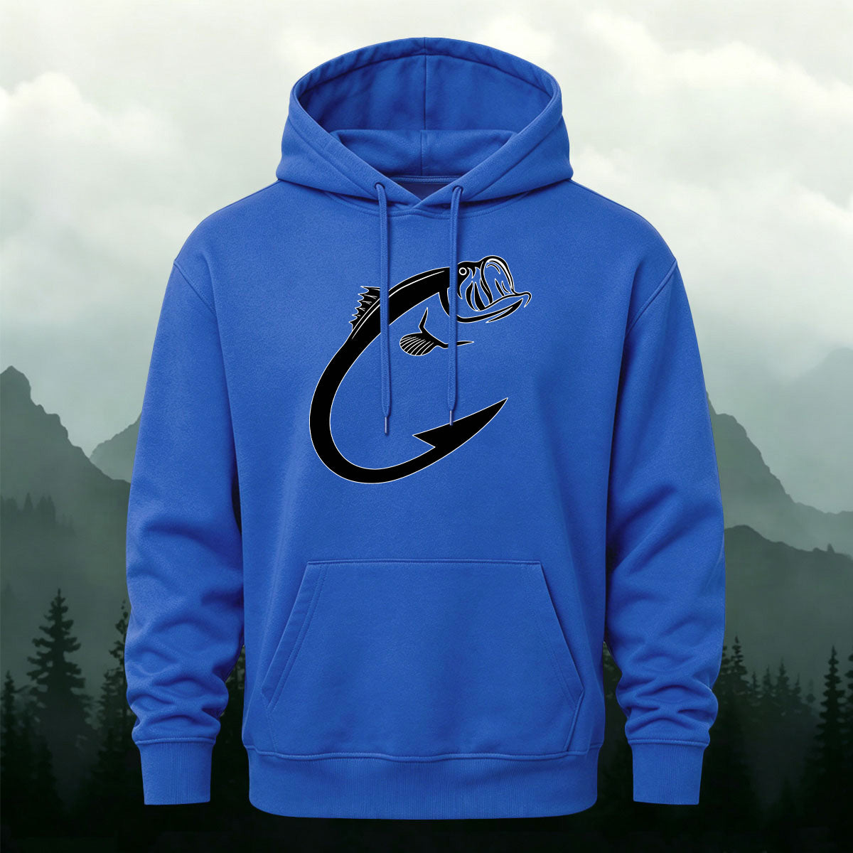 Cotton Blend Minimalist Fish Pattern Natural Casual Hoodie