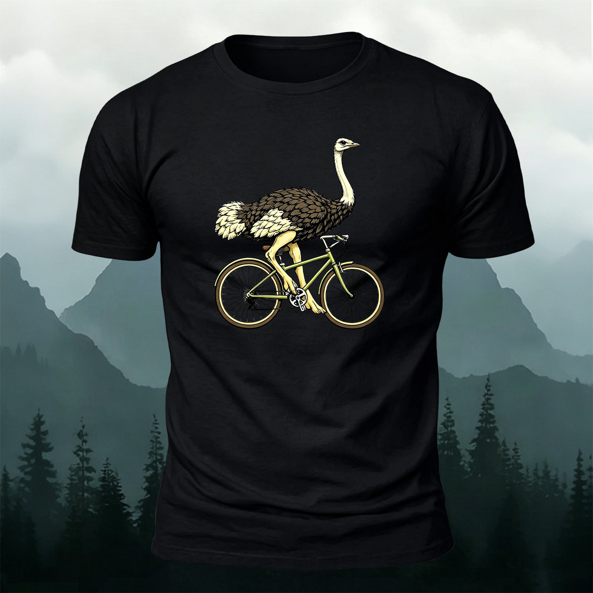 Ostrich Riding Fun Leisure 100% Cotton T-Shirt
