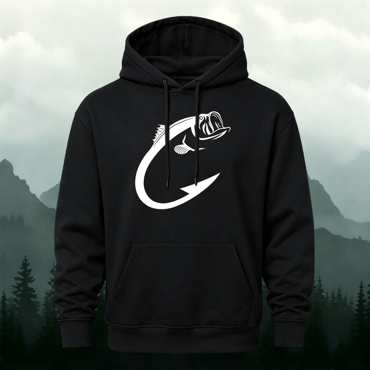 Cotton Blend Minimalist Fish Pattern Natural Casual Hoodie