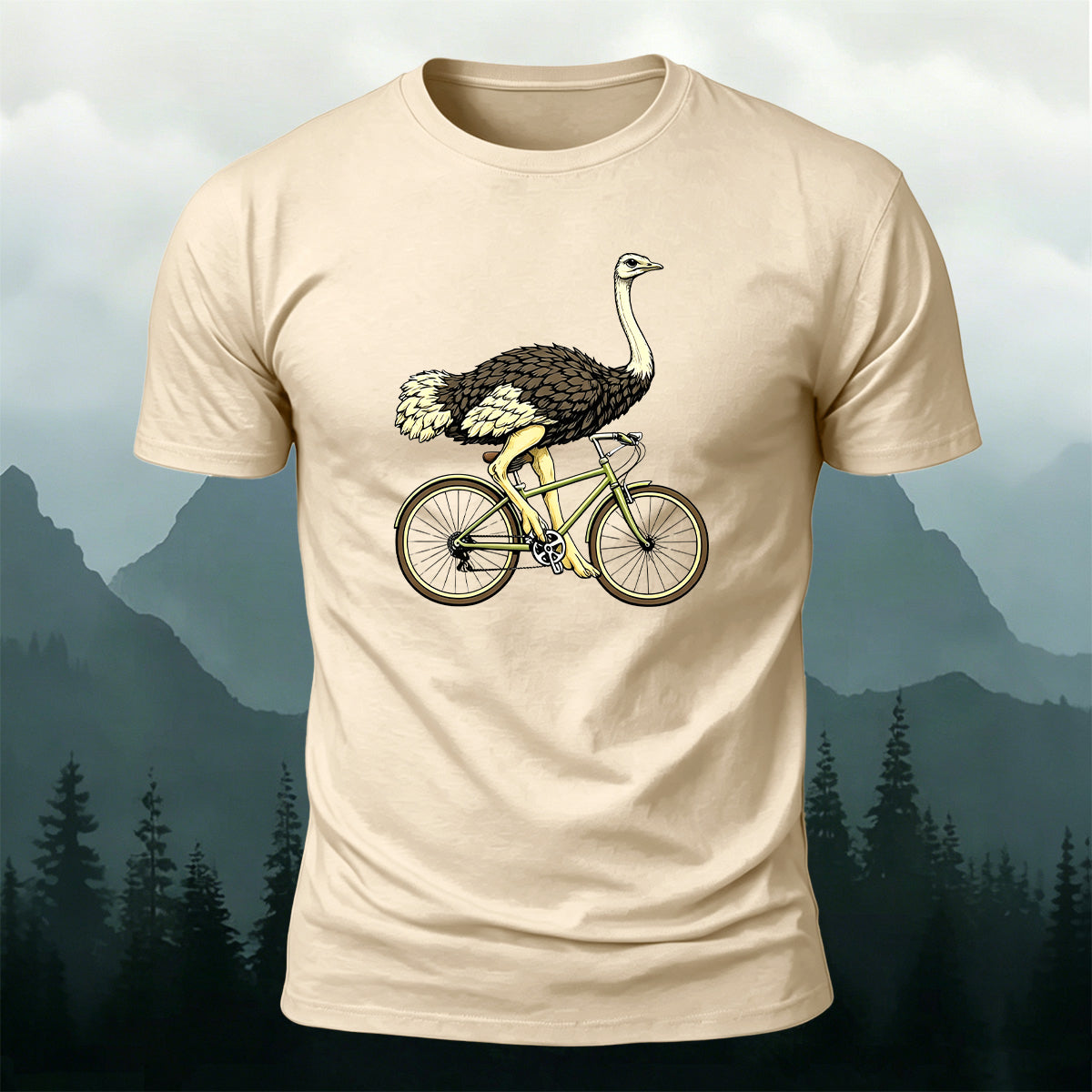 Ostrich Riding Fun Leisure 100% Cotton T-Shirt