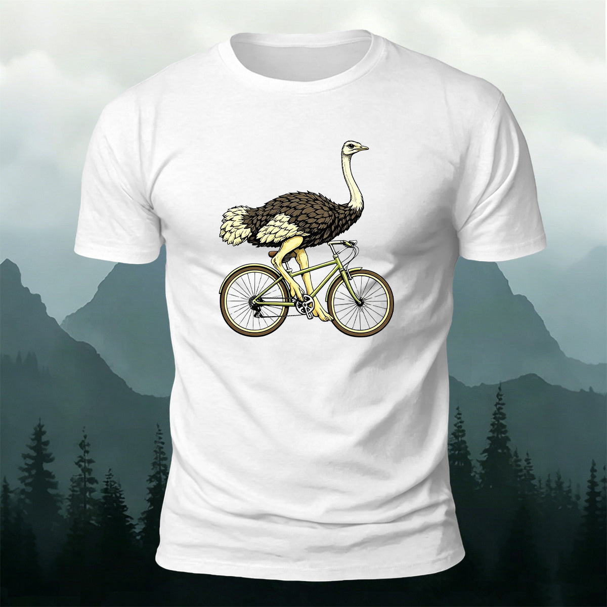 Ostrich Riding Fun Leisure 100% Cotton T-Shirt