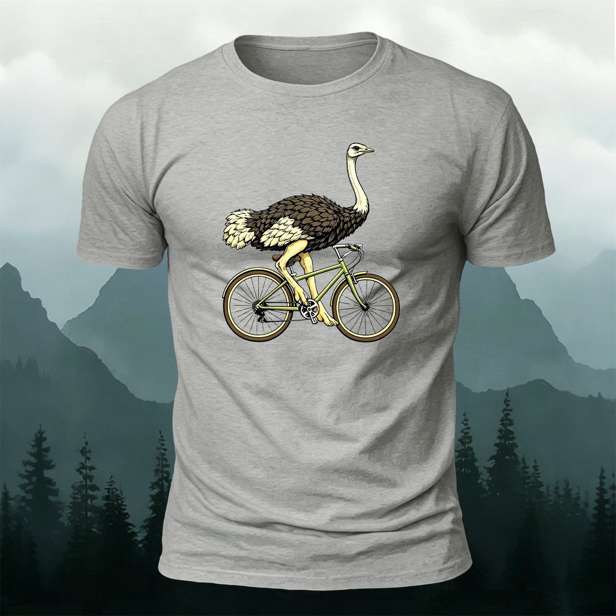 Ostrich Riding Fun Leisure 100% Cotton T-Shirt