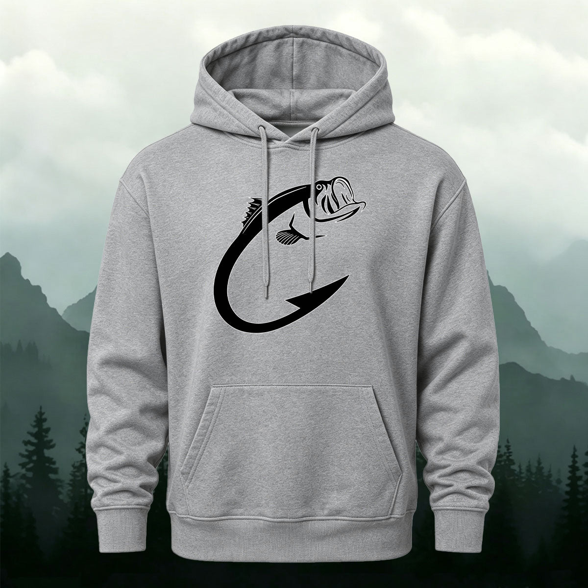 Cotton Blend Minimalist Fish Pattern Natural Casual Hoodie
