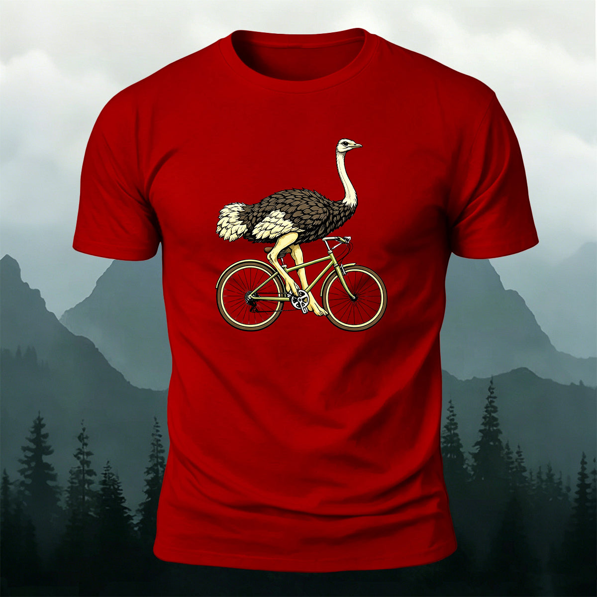 Ostrich Riding Fun Leisure 100% Cotton T-Shirt