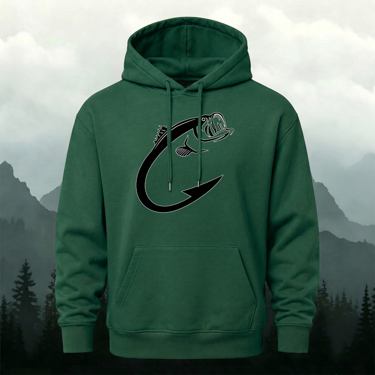 Cotton Blend Minimalist Fish Pattern Natural Casual Hoodie