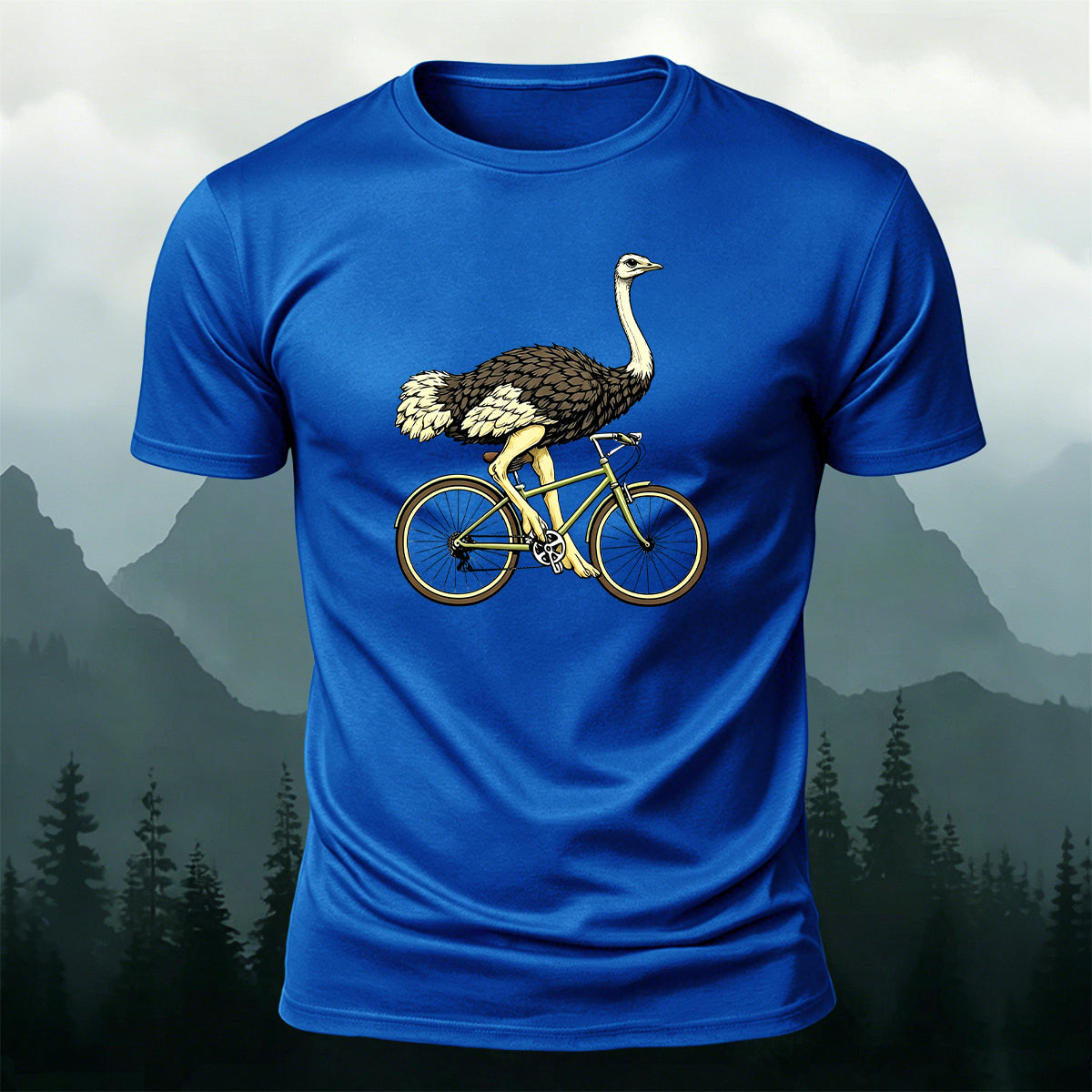 Ostrich Riding Fun Leisure 100% Cotton T-Shirt